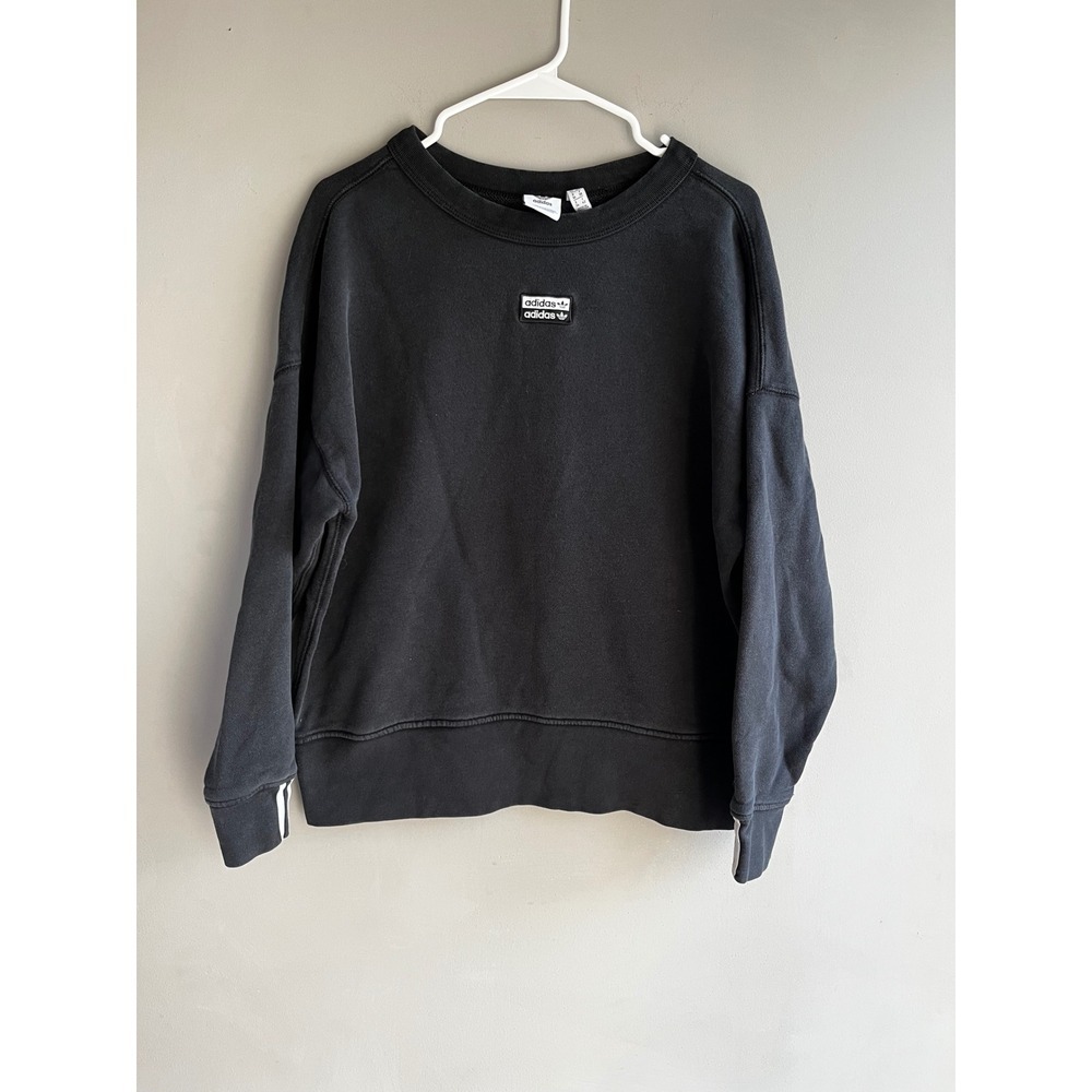 Adidas Ryv Crewneck Sweatshirt Black Logo Pullover Athleisure Sportswear